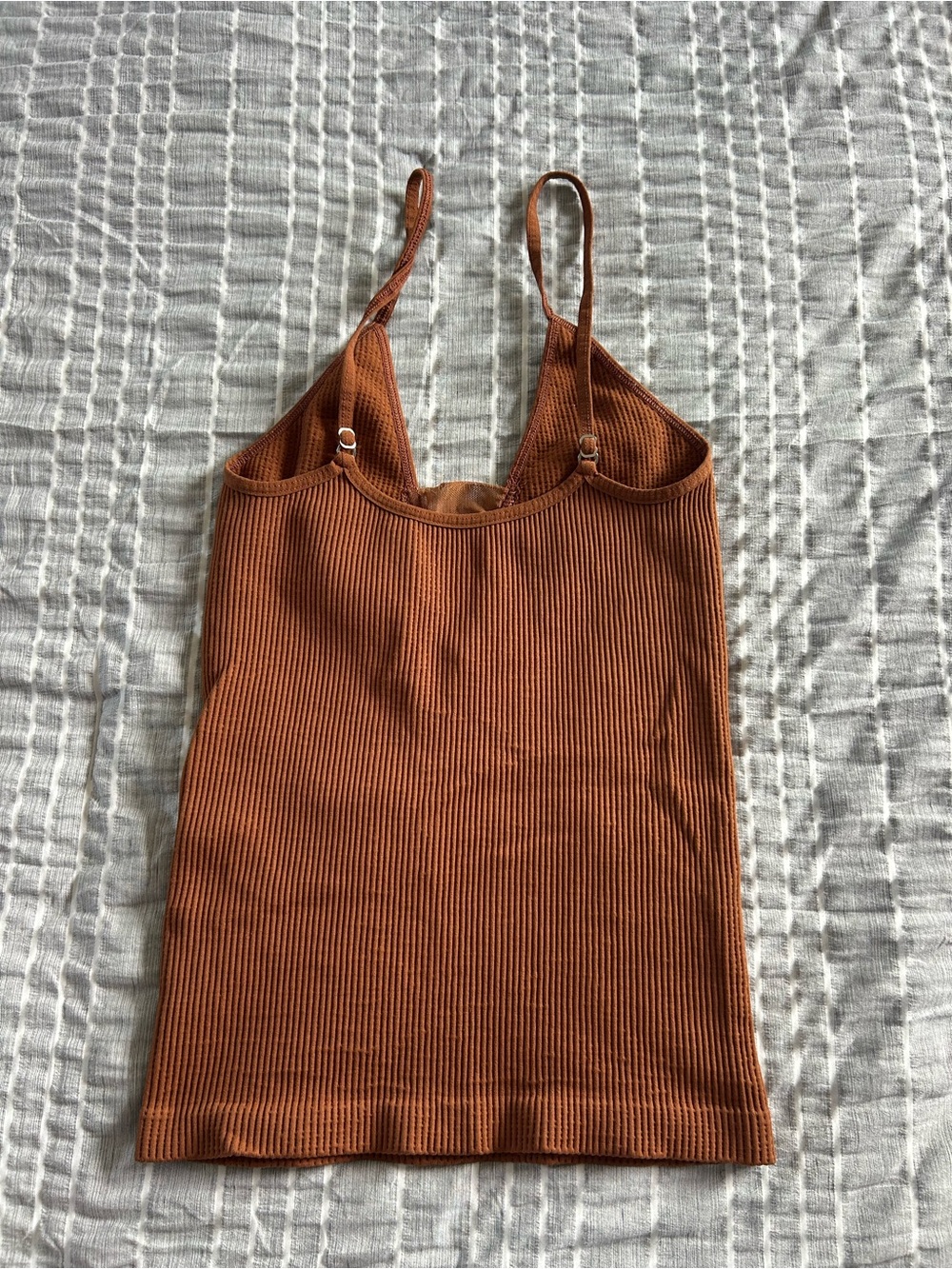 Free People Ribbed Spaghetti Strap Cami - Rust Brown